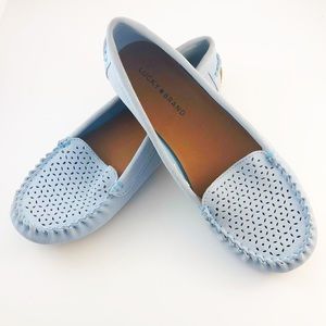 Lucky Brand | Blue Laser Cut Moccasin Loafers
